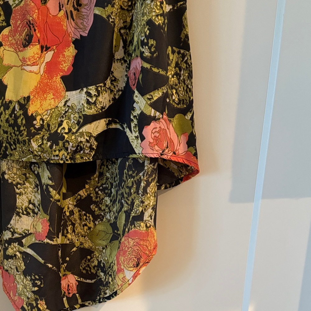 American Rag Floral High-Low Strapless Dress Size M Pink Green Grunge - Picture 6 of 6